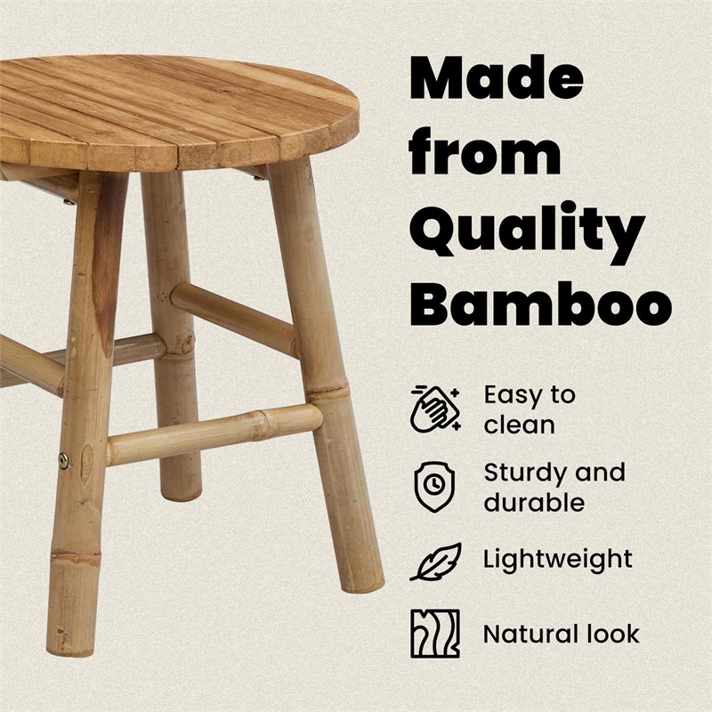 vidaXL Garden Stool Natural 14.96 x 16.54 in Bamboo