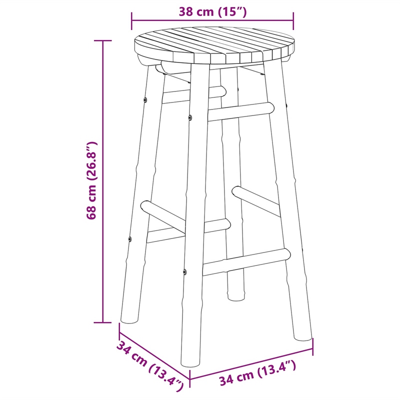 vidaXL Garden Stool Natural 14.96 x 26.77 in Bamboo