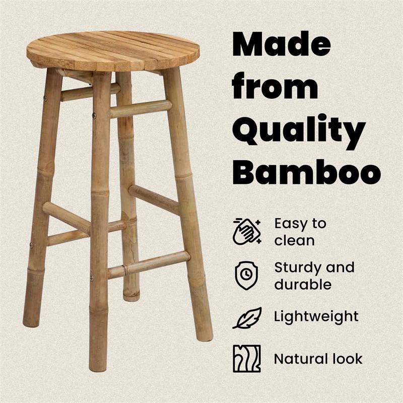 vidaXL Garden Stool Natural 14.96 x 26.77 in Bamboo