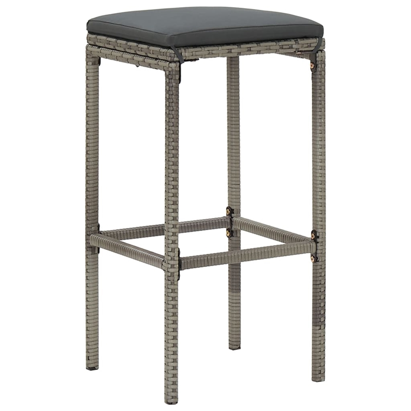 vidaXL 3 Piece Patio Bar Set Gray Solid Wood Acacia and Poly Rattan