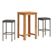 vidaXL 3 Piece Patio Bar Set Gray Solid Wood Acacia and Poly Rattan