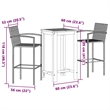vidaXL 3 Piece Patio Bar Set Gray Solid Wood Acacia and Poly Rattan