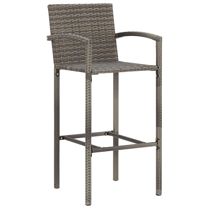 vidaXL 3 Piece Patio Bar Set Gray Solid Wood Acacia and Poly Rattan