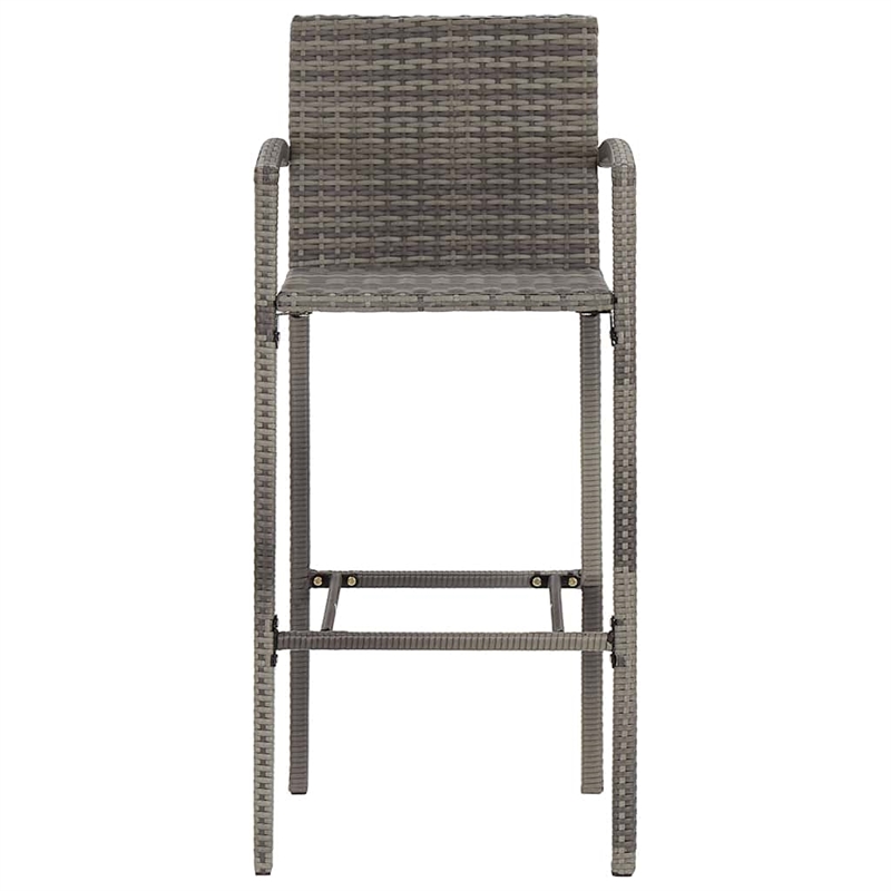 vidaXL 3 Piece Patio Bar Set Gray Solid Wood Acacia and Poly Rattan