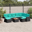 vidaXL 10 Piece Patio Sofa Set with Cushions Black Poly Rattan