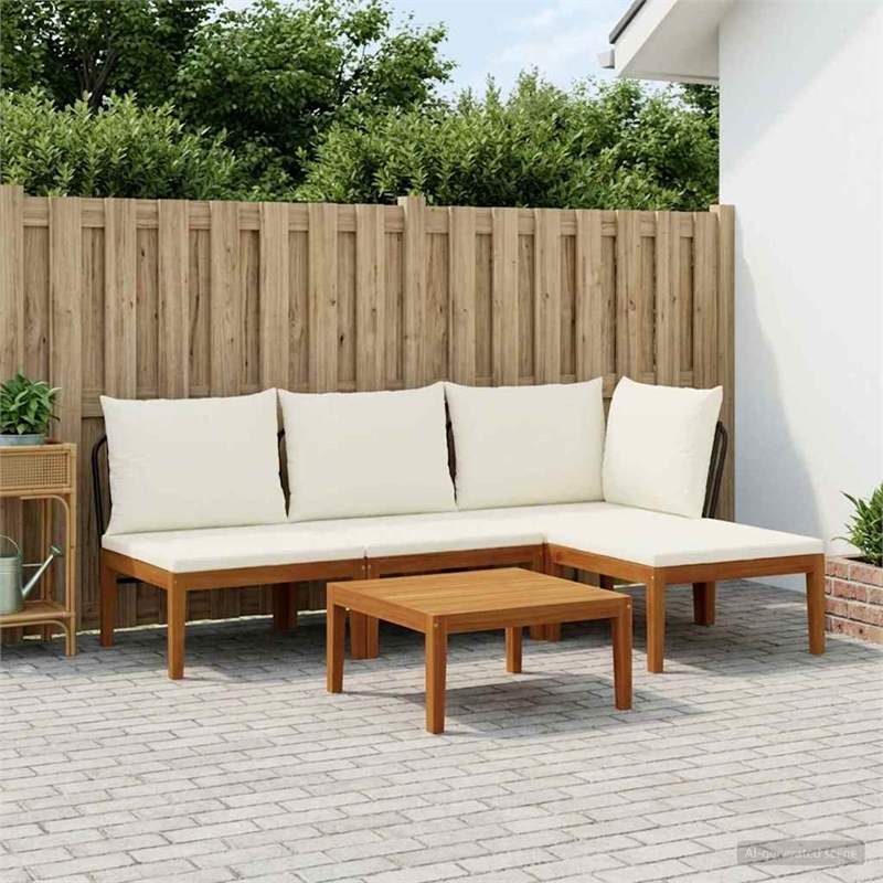 vidaXL 5 pcs Solid Acacia Wood & Rope Natural