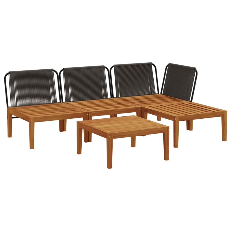vidaXL 5 pcs Solid Acacia Wood & Rope Natural