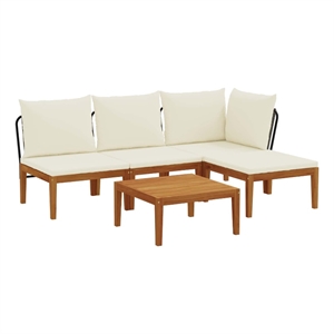 vidaXL 5 pcs Solid Acacia Wood & Rope Natural