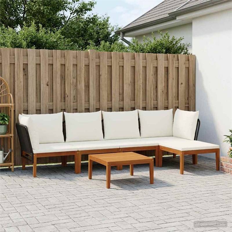 vidaXL 6 pcs Solid Acacia Wood & Rope Natural
