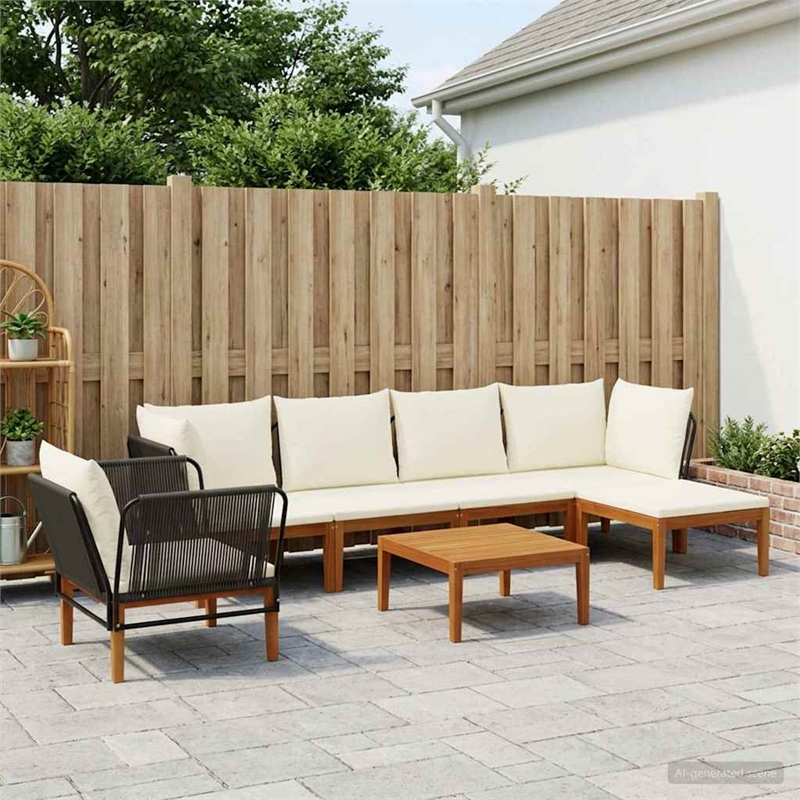vidaXL 7 pcs Solid Acacia Wood & Rope Natural