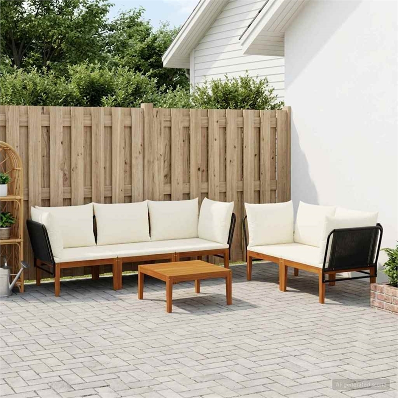 vidaXL 6 pcs Solid Acacia Wood & Rope Natural