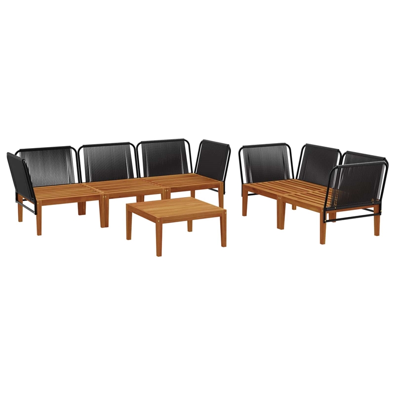 vidaXL 6 pcs Solid Acacia Wood & Rope Natural