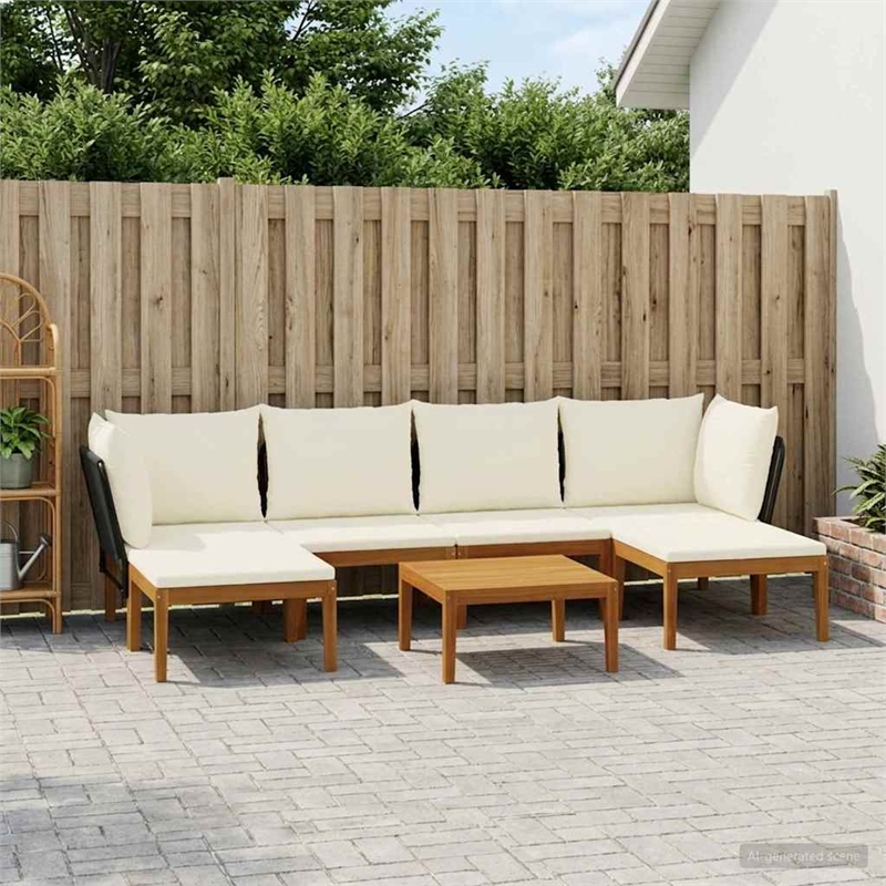 vidaXL 7 pcs Solid Acacia Wood & Rope Natural