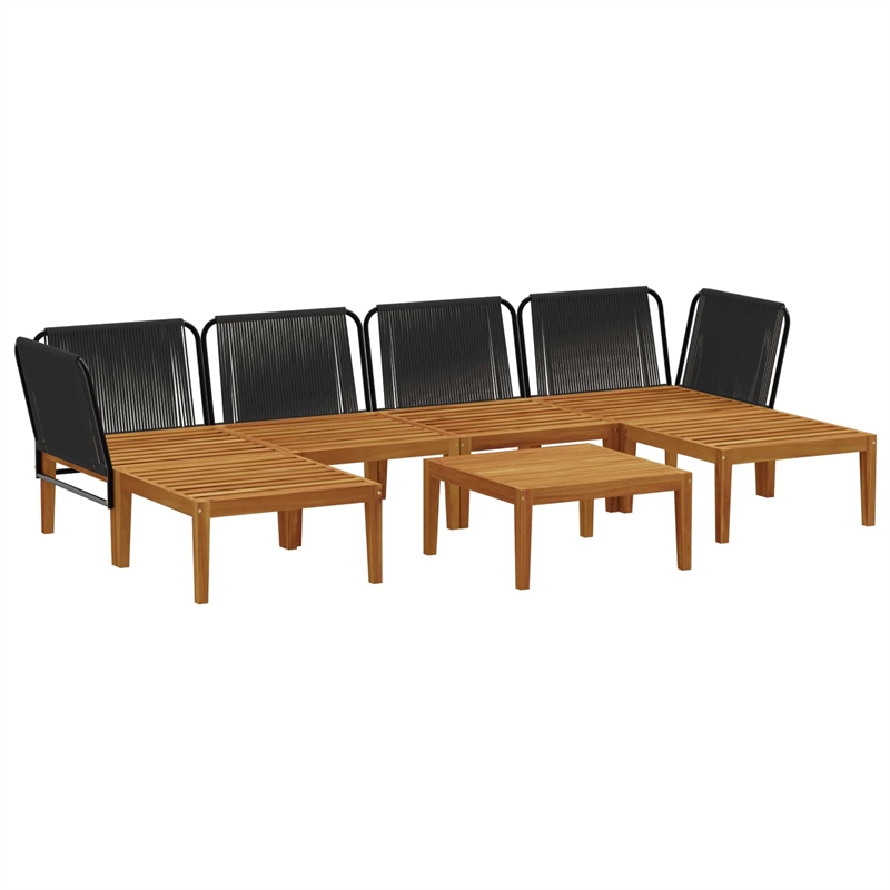 vidaXL 7 pcs Solid Acacia Wood & Rope Natural