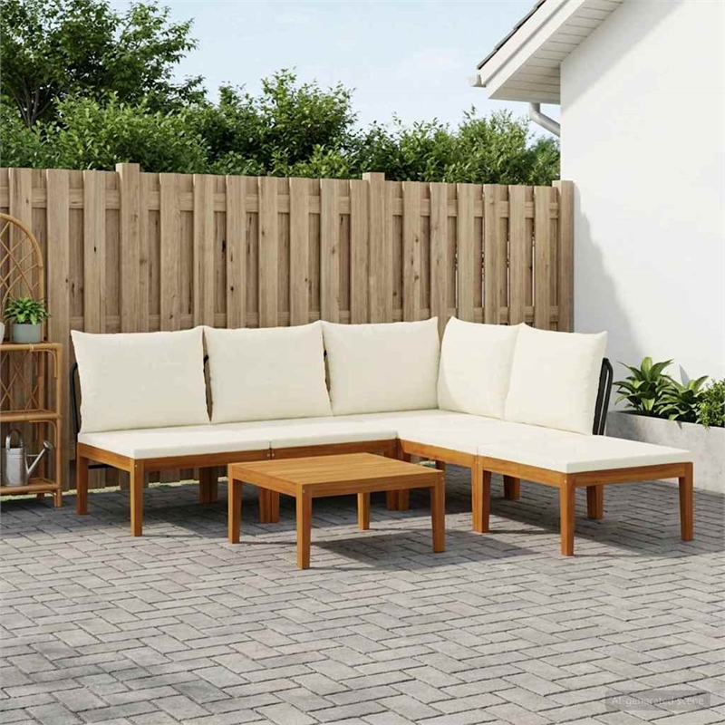 vidaXL 6 pcs Solid Acacia Wood & Rope Natural