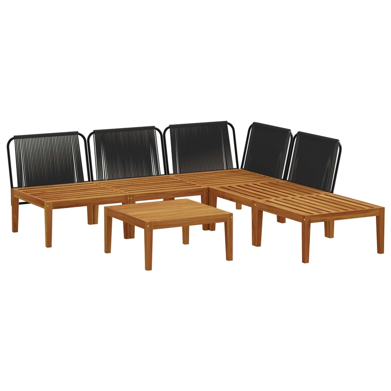 vidaXL 6 pcs Solid Acacia Wood & Rope Natural