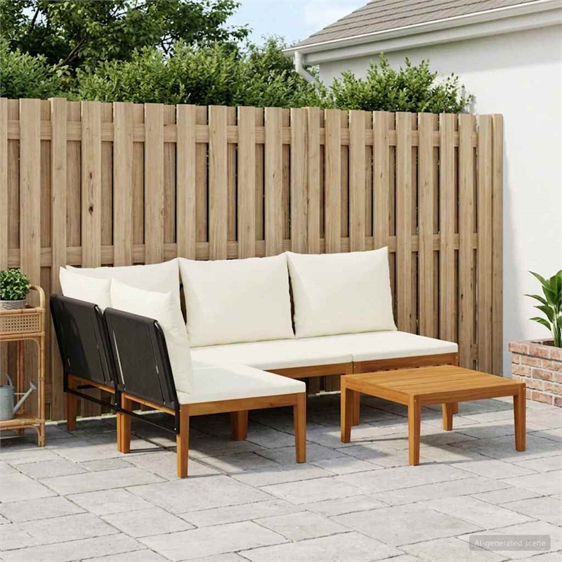 vidaXL 5 pcs Solid Acacia Wood & Rope Natural