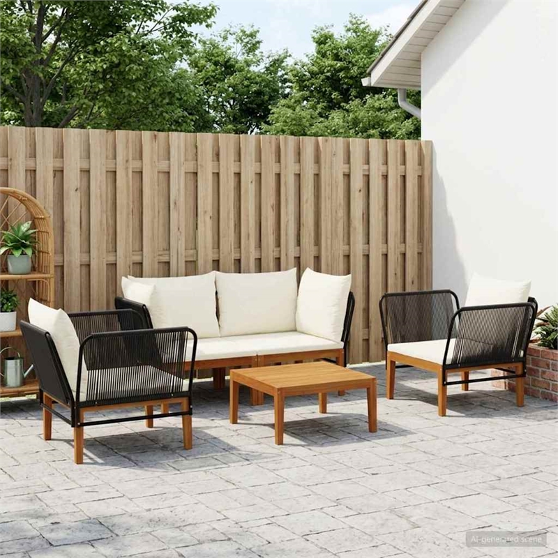 vidaXL 5 pcs Solid Acacia Wood & Rope Natural