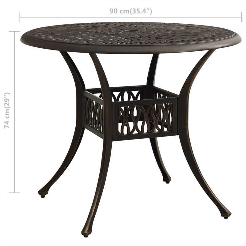 vidaXL Patio Table Bronze 35.4