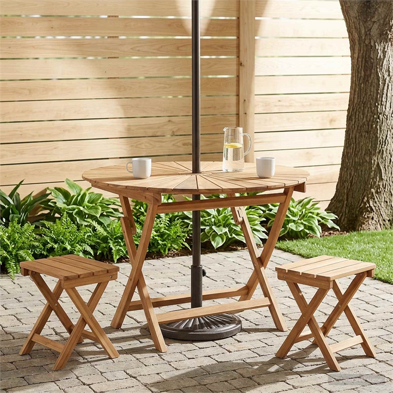 vidaXL Folding Garden Table Natural 43.31 x 29.53 in Solid Teak Wood