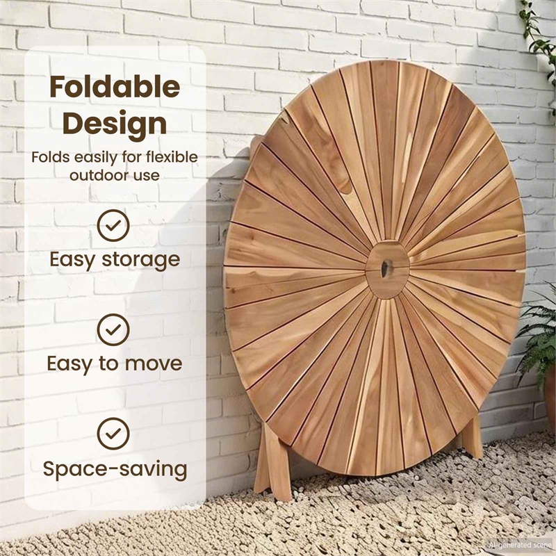 vidaXL Folding Garden Table Natural 43.31 x 29.53 in Solid Teak Wood