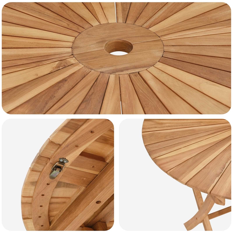 vidaXL Folding Garden Table Natural 43.31 x 29.53 in Solid Teak Wood