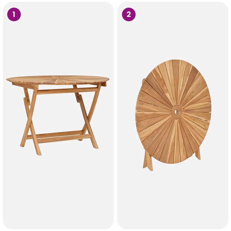 vidaXL Folding Garden Table Natural 43.31 x 29.53 in Solid Teak Wood