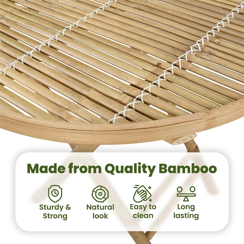 vidaXL Garden Table Natural 31.50 x 27.56 in Bamboo
