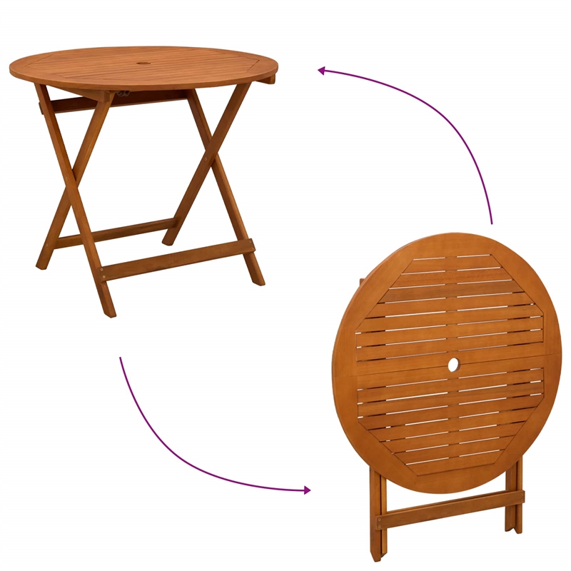 vidaXL Folding Garden Table Brown 35.43 x 29.53 in
