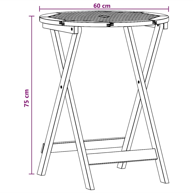 vidaXL Folding Patio Table 23.6