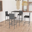 vidaXL 5 Piece Patio Bar Set with Cushions Poly Rattan Gray