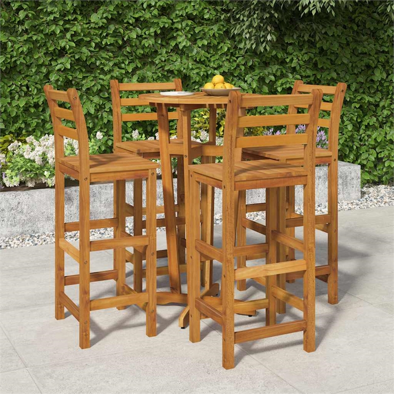 vidaXL 5 Piece Patio Bar Set Solid Wood Acacia