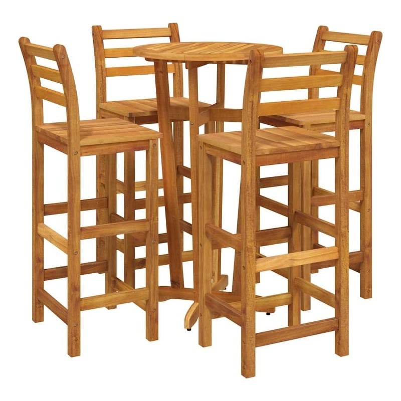 vidaXL 5 Piece Patio Bar Set Solid Wood Acacia