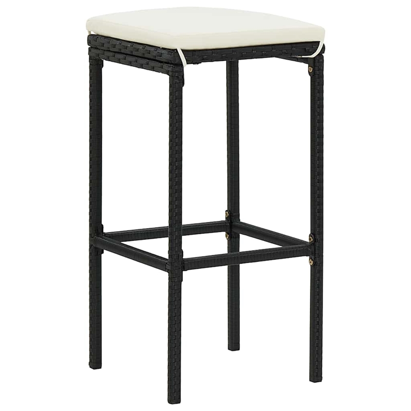 vidaXL 3 Piece Patio Bar Set Black Solid Wood Acacia and Poly Rattan