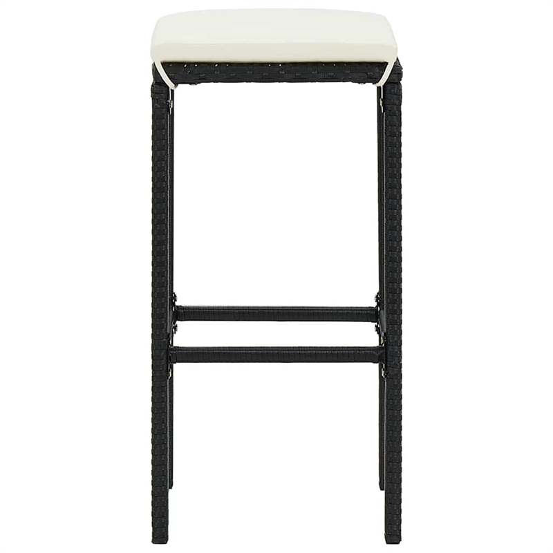 vidaXL 3 Piece Patio Bar Set Black Solid Wood Acacia and Poly Rattan