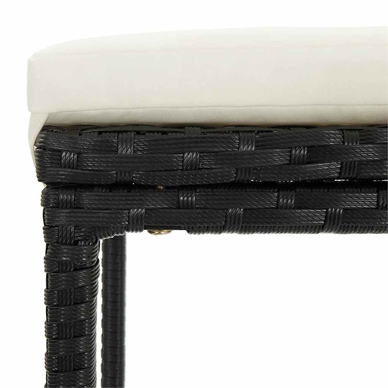 vidaXL 3 Piece Patio Bar Set Black Solid Wood Acacia and Poly Rattan