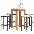 vidaXL 5 Piece Patio Bar Set Black Solid Wood Acacia and Poly Rattan