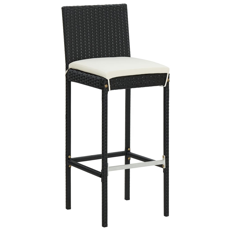 vidaXL 3 Piece Patio Bar Set Black Solid Wood Acacia and Poly Rattan