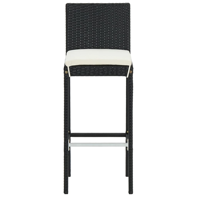 vidaXL 3 Piece Patio Bar Set Black Solid Wood Acacia and Poly Rattan
