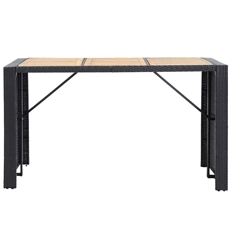 vidaXL 7 Piece Patio Bar Set with Cushions Poly Rattan Black