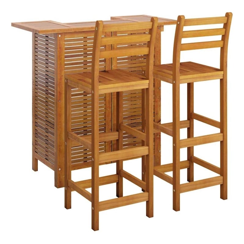 vidaXL 3 Piece Patio Bar Set Solid Wood Acacia