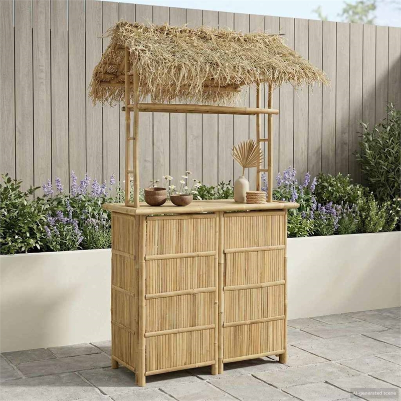 vidaXL Outdoor Bar Table Natural 45.28 x 37.40 x 84.65 in Bamboo