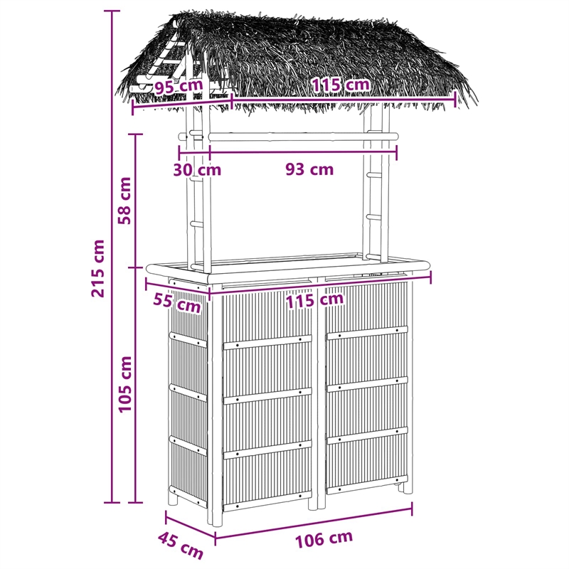 vidaXL Outdoor Bar Table Natural 45.28 x 37.40 x 84.65 in Bamboo