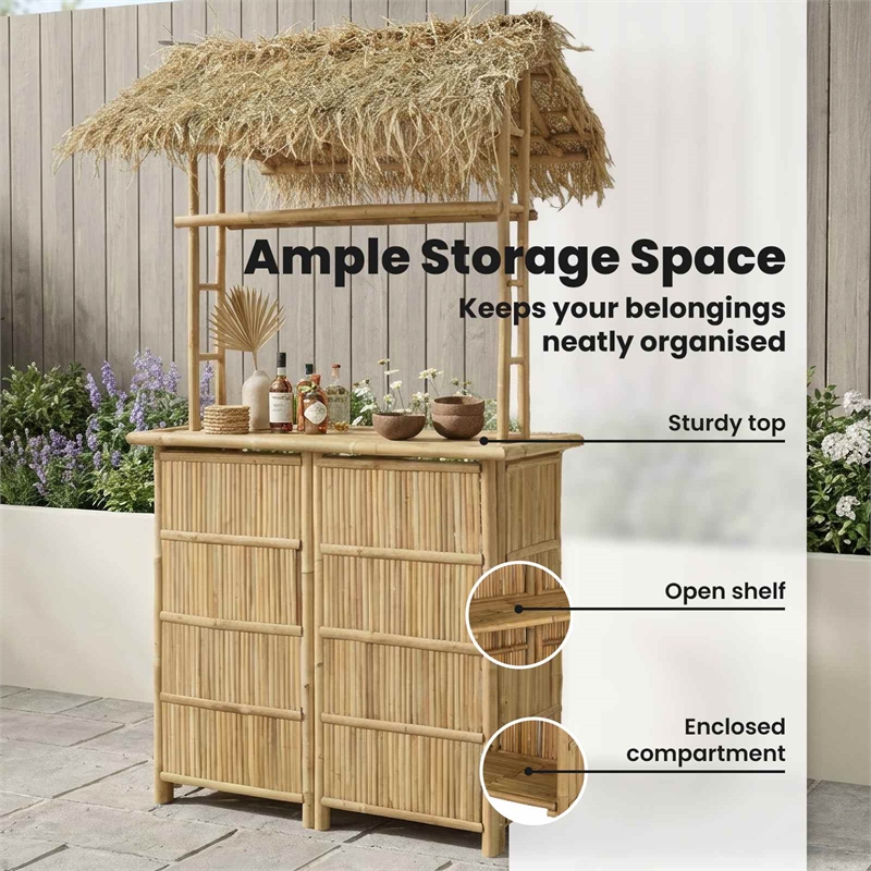 vidaXL Outdoor Bar Table Natural 45.28 x 37.40 x 84.65 in Bamboo