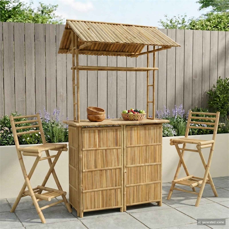 vidaXL Outdoor Bar Table Natural 45.28 x 37.40 x 84.25 in Bamboo