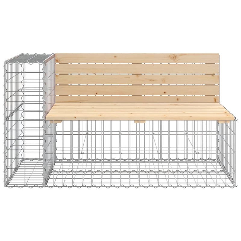 vidaXL Patio Bench with Gabion Basket Solid Wood Pine