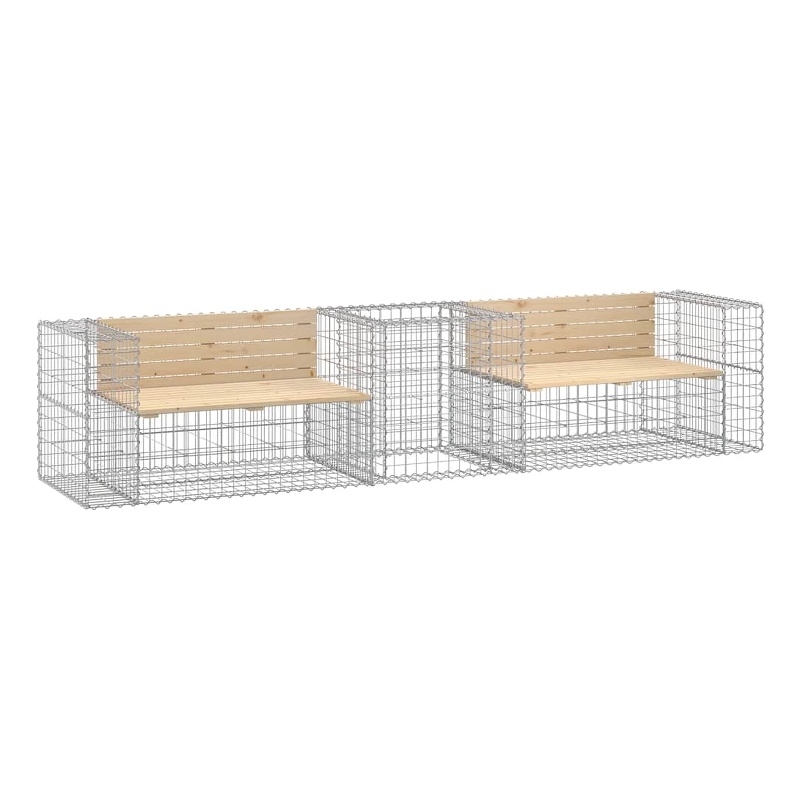 vidaXL Patio Bench with Gabion Basket Solid Wood Pine