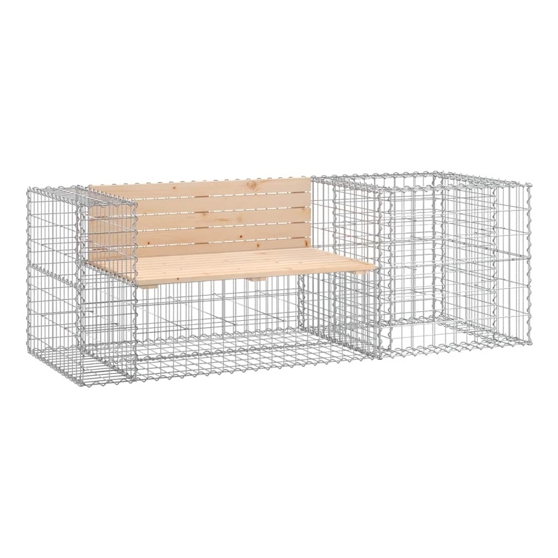 vidaXL Patio Bench with Gabion Basket Solid Wood Pine