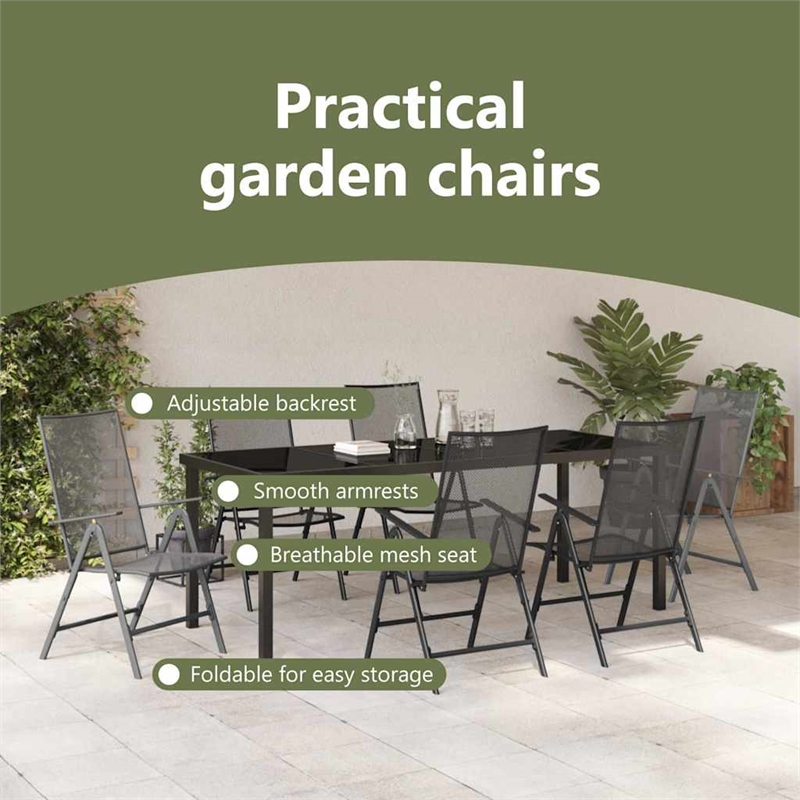 vidaXL Garden Dining Set 7 pcs Anthracite Powder-Coated Steel