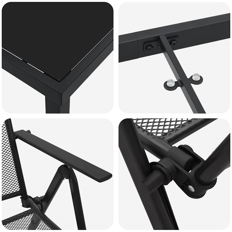vidaXL Garden Dining Set 7 pcs Anthracite Powder-Coated Steel